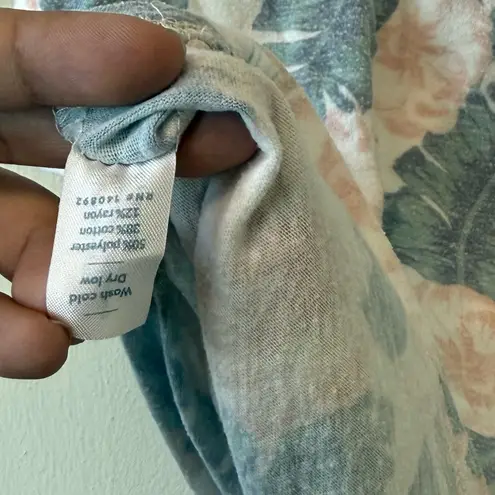 Marine layer  Tropical Floral Peach Pink and Green T-Shirt