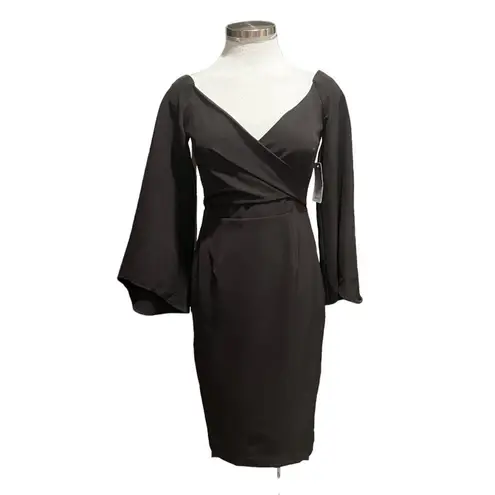 Bardot Crossover Top Bell Sleeves Black Size 6 NWT