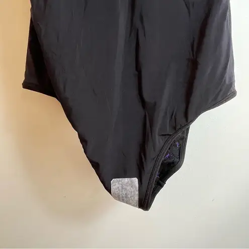 Oscar de la Renta NWOT 90s Vintage Black Lace One-Piece Swim Bathing Suit Large