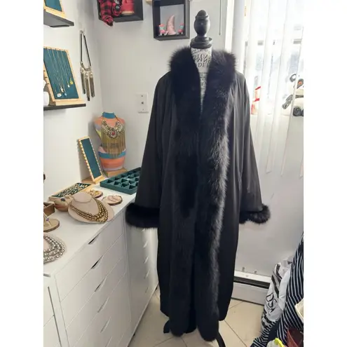 Marvin Richards Vtg Reversible Long Faux Fur Coat Sz 1X Black