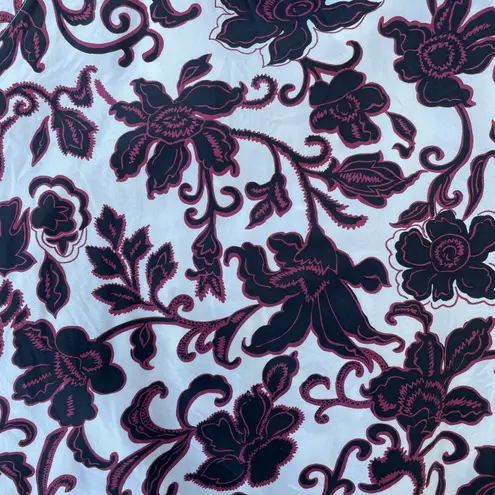 Vintage 90s KDBD White Black Floral Silk Zip Up Jacket Size M