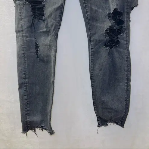 American Eagle  Black Wash Denim Super Stretch X Hi Rise Distressed Jegging 14