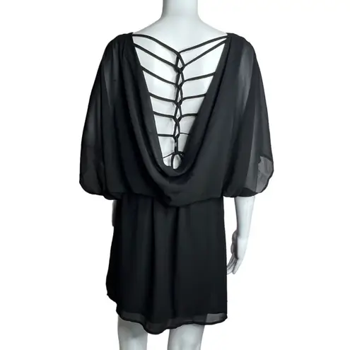 Narcisa Lang Dress Black Womens Medium Lost April Open Back Neutral Whimsygoth