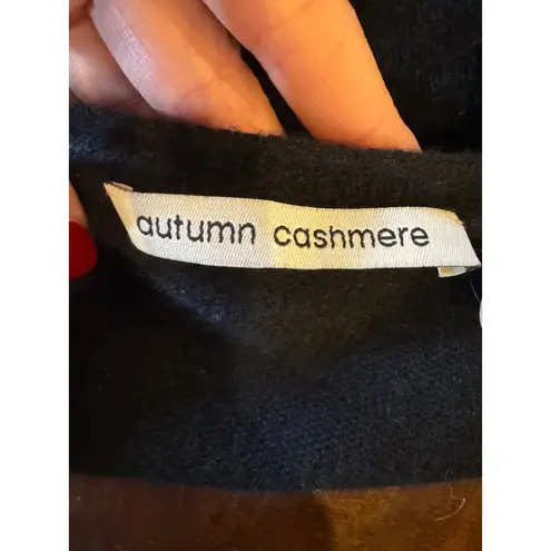 autumn cashmere Sweater Women Small Black Cashmere Beaded Neckline Cardigan