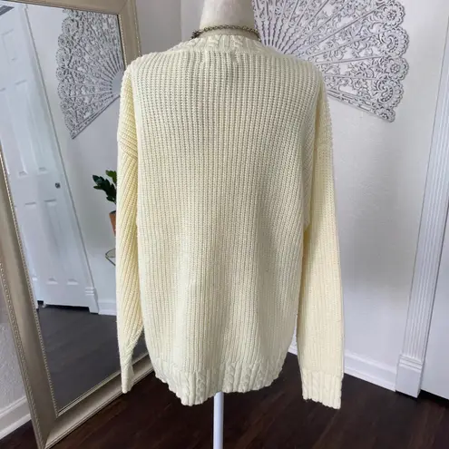 Chunky Vintage Cream White Knitted Knit Oversized Boxy Sweater M Brown Size M