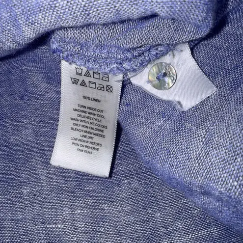 Tahari 100% Linen Blue Lightweight Boho Beach Quiet Luxury Minimalist Blouse 1X