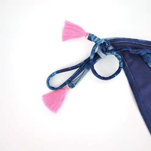 Desigual Eloise Multicolored Sequin Side Tie Pink Tassels Bikini Swim Bottom - L