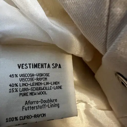 Giorgio Armani Skirt Suit Linen Wool Jacket A-Line Set Flat Front White 42 M