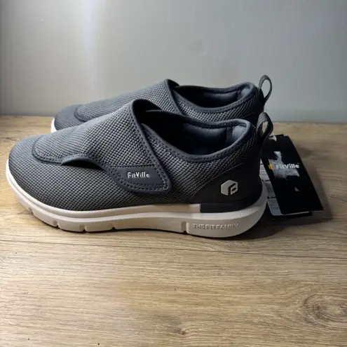 FitVille Slip On Sneakers Mens 10.5 EW Gray Comfort Arch Support Walking Shoes