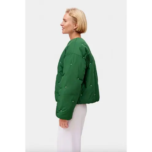 SLEEPER Puffer Jacket With Pearl Details Green Womens Size Small Medium