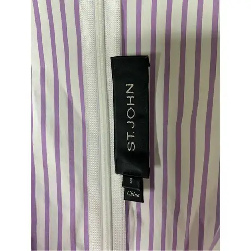 St. John sleeveless top purple white striped low cut v neck size small