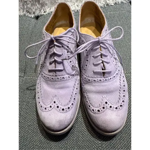 The Office of Angela Scott Mr. Doubt Lilac Leather Women's Cutout Brogue Oxford Purple Size 7.5