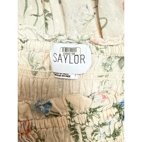 Saylor Women’s Cloverleaf Blouse antique white with floral Size S