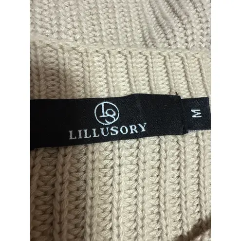 Lillusory Women's Beige Short Drop Sleeve Crew Neck Cropped Sweater Top Size M Size M