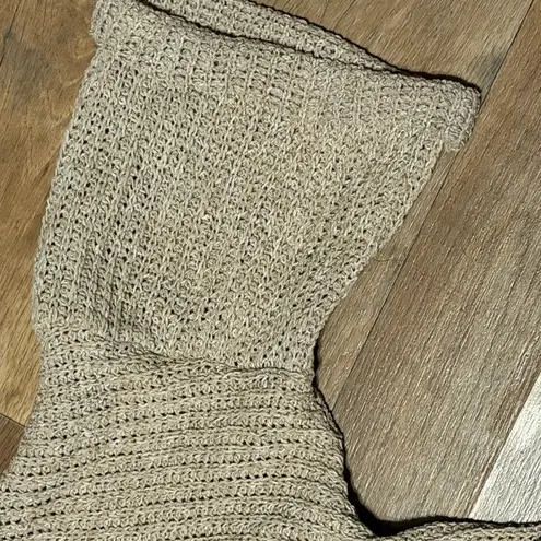 Mai Soli Cozy hand Knit cropped Sweater in Beige size large NWT Tan