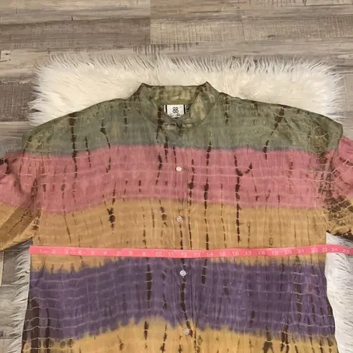 Bill Blass Vintage 100% silk oversized button front tunic top shirt L