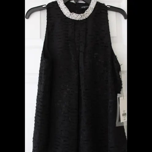 Etcetera | black sleeveless blouse beaded neckline