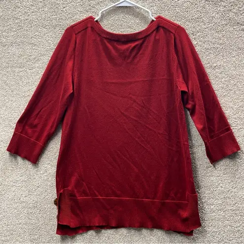 Flawed red womens sweater side buttons ribbed hem neck cuffs medium? large? Fall