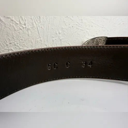 Vintage Al Beres Alligator Leather Belt Silver Plate Buckle Size 34 GUC Brown