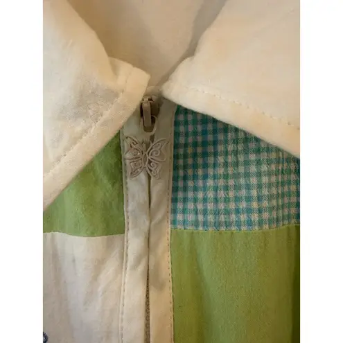 Alfred Dunner Spring Zip Jacket Coat White Embroidered Mesh Lining Size 16