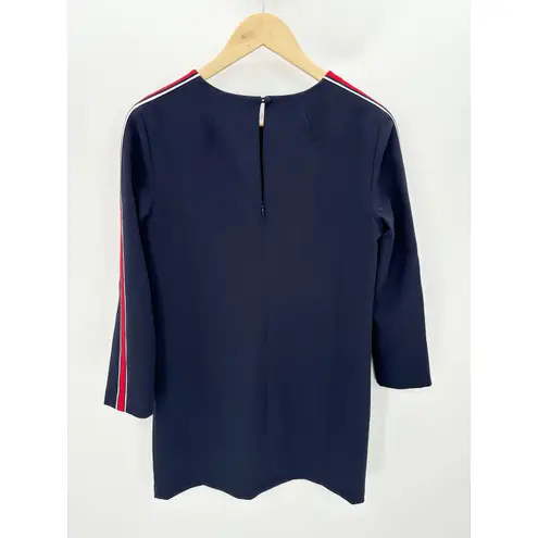 Banana Republic  Navy Blue Crewneck Long Sleeve Shift Dress Red Stripe Women 6