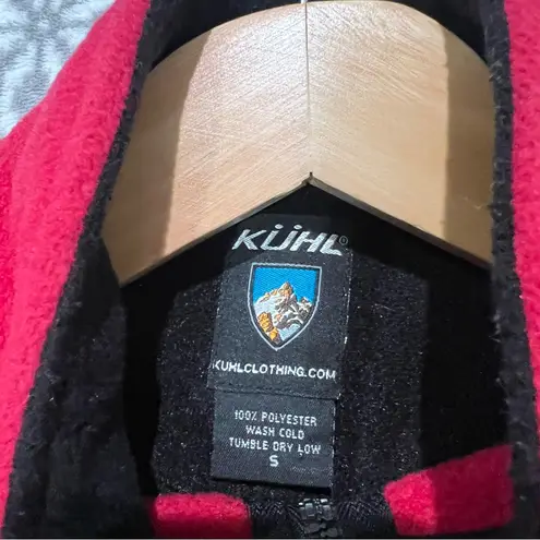 Kuhl Red & Black Fleece Sleeveless Vest Jacquard Trim w/ Pockets Size Small