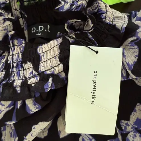 O.P.T One Pretty Time On The Run Long Sleeve Chiffon Midi Dress M Black Size M