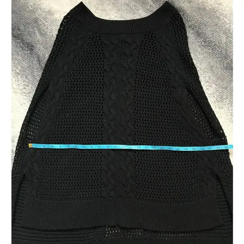 ALLSAINTS Open Knit Erbus Black Pullover Hi Low Cape Size 4 - 6 Small