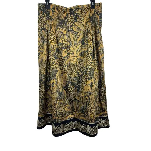 Soft Surroundings Sultana Elephant Gold Black Embroidered Maxi Skirt L