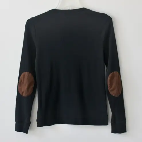 Ralph Lauren Cotton Black Suede Elbow Patch Long