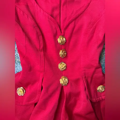 Vintage Riff’s custom red rosette button dress, size small