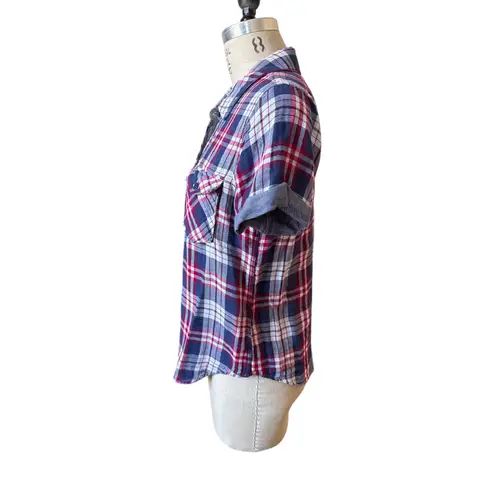 Faherty Women’s Red & Blue Plaid Short Sleeve Button