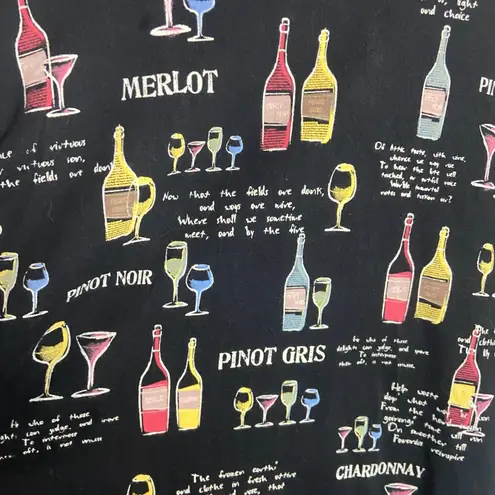 Jess & Jane Size Large Full Zip Collared Sweatshirt Black Wine Print Rhinestone