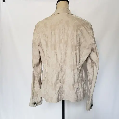 Mimi Maternity Floral Brocade Womens Blazer Sz M Cottagecore Single Button Soft Tan