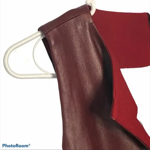 Beckley By Mellissa Mila Oxblood Leather Pleated Mini Dress Sleeveless Luxury Red Size 4