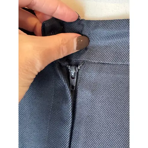 Oscar de la Renta Pants Women 8 Navy Blue Silk Blend Luxury Career Trousers