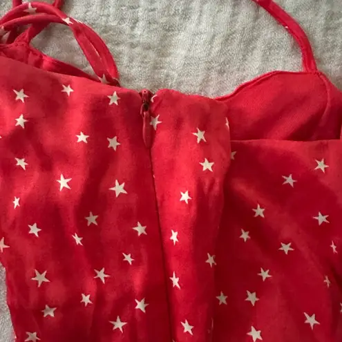 ZARA  4th of July Red Star Print Corset Bodysuit