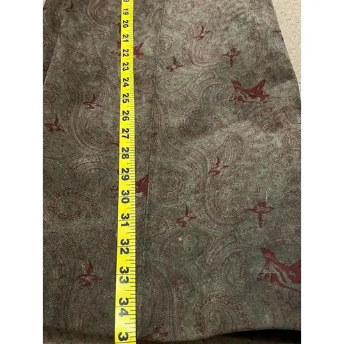 Vintage 80s Authentic Imports leather green red paisley A line maxi skirt medium Brown