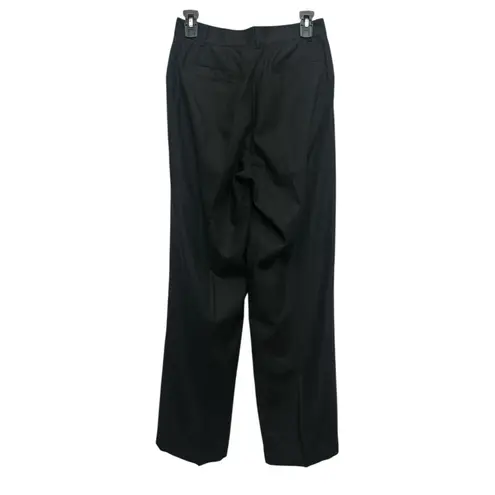 Newport News Vintage Linen Blend Trouser Pants Size 8 Black Pleated Cuffed