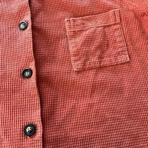 Bryn Walker Vintage Cotton Waffle Corduroy Button Down Shacket Orange, Sz M