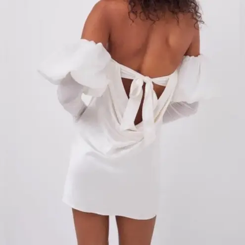 For Love & Lemons  Hazel White Mini Bridal Dress Romantic Coquette Gloves Bride