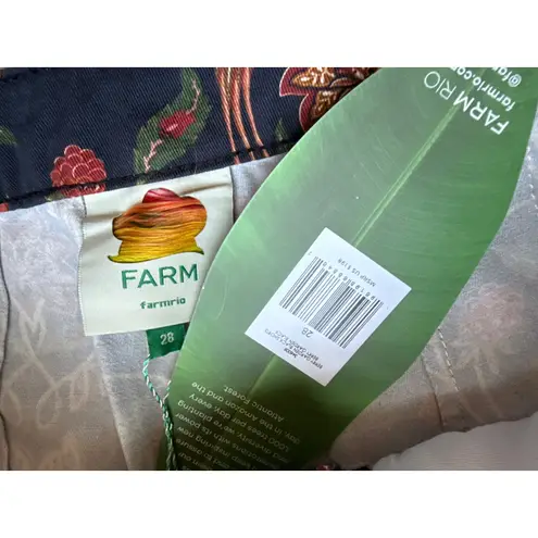 Farm Rio NWT Black Berry Garden High Waist Bermuda Shorts Size 28