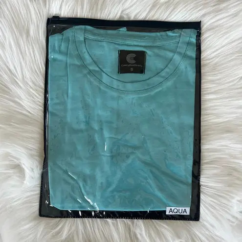 The Comfy And Ready Crop Tee in Aqua