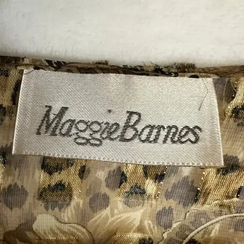 Maggie Barnes Vintage Paisley Animal Print Clipdot Brown Flowy Cardigan Tied