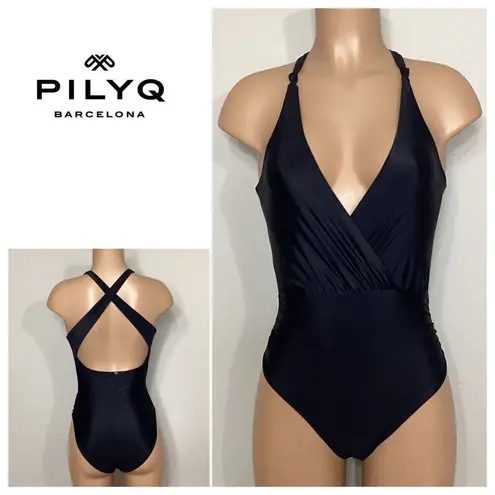 PilyQ New. black halter swimsuit.