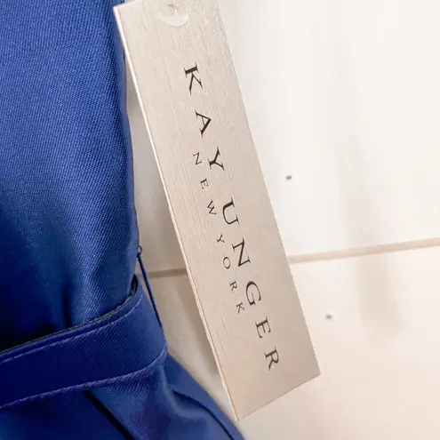 Kay Unger NEW Ina Peony Floral Belted Blue Pink Midi Dress, Size 6 MSRP $318 - Image 8