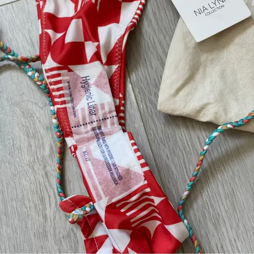 Nia Lynn Bikini Swimsuit NWT paradise geometric womens Red White Size M