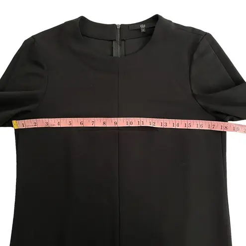 Tibi Tie Sleeve Structured Crepe Black Shift Dress