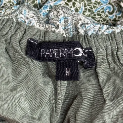 PaperMoon Dress Womens Medium Green Floral Tiered Boho Bohemian Peasant