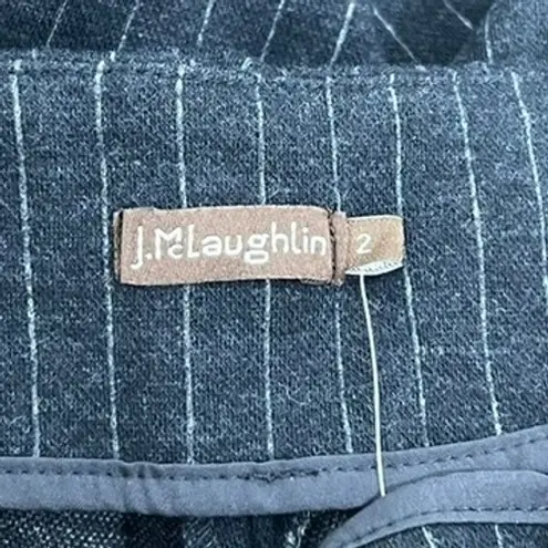 J. McLaughlin  Carter Pants 2 NWT $198 Wide Leg Career Cotton Navy Pinstripe